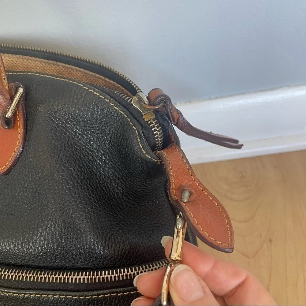 Dooney & Bourke Dillen Pebbled Leather Double Pockets Handbag Black Hobo Bag
